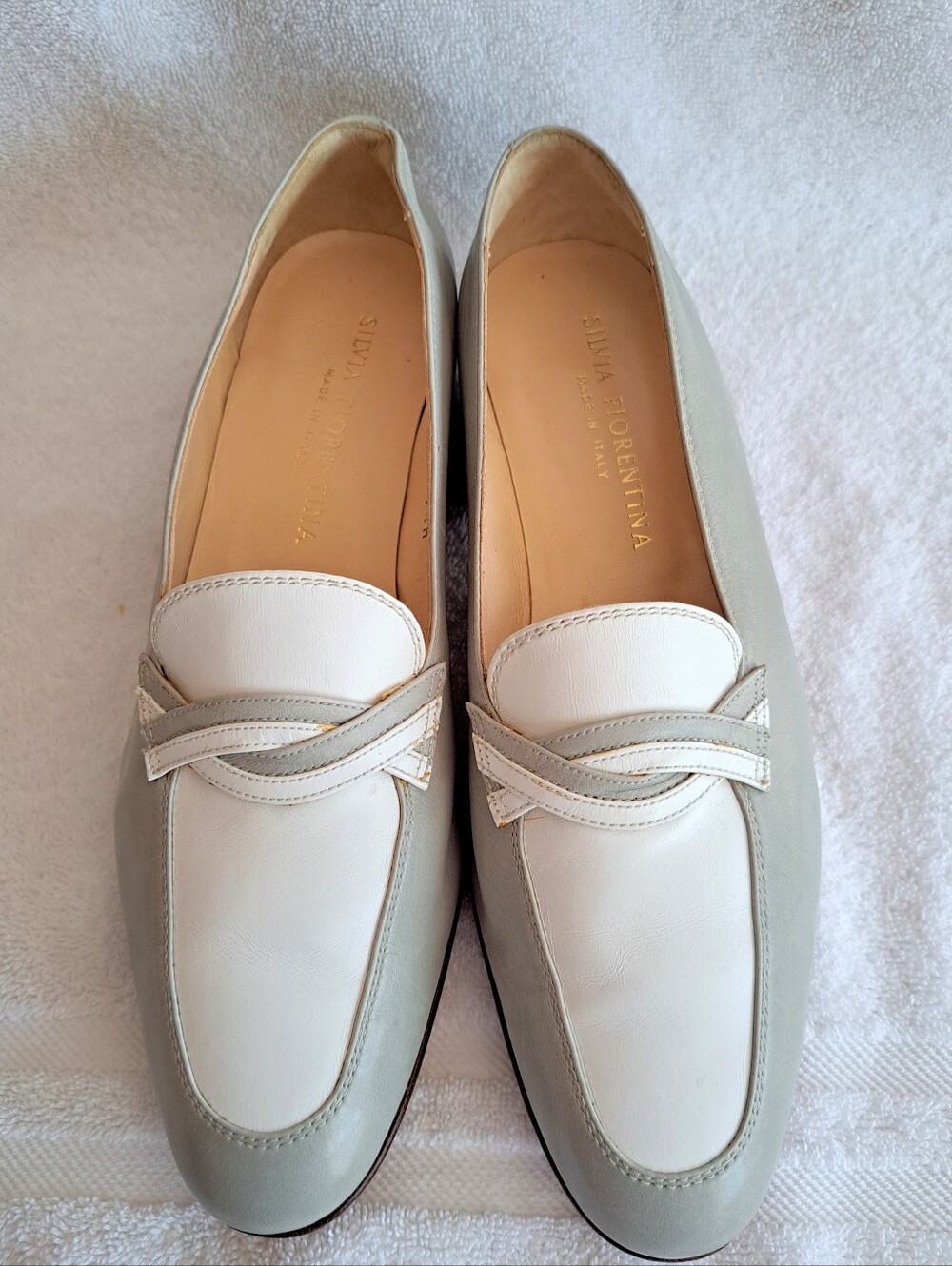 New Silvia Fiorentina Gray + White Spectator Loafers Shoes - 7.5